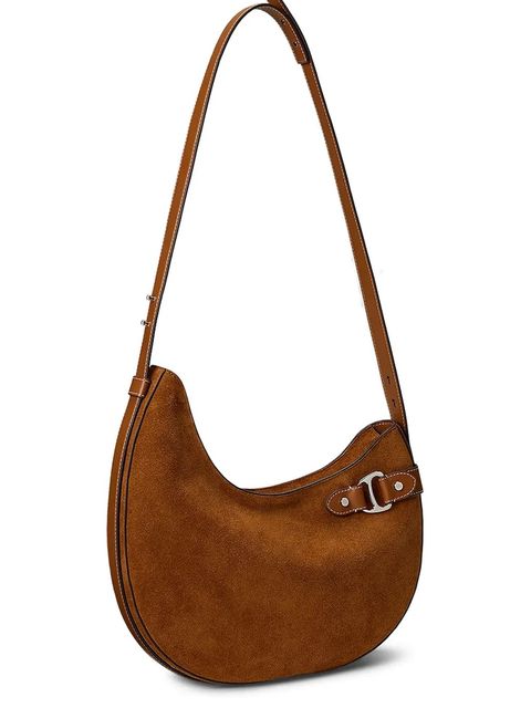 Lauren Ralph Lauren torebka zamszowa kolor brązowy 431980157