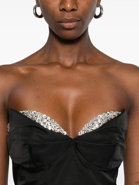 Alexander McQueen crystal-embellished strapless midi dress - Black