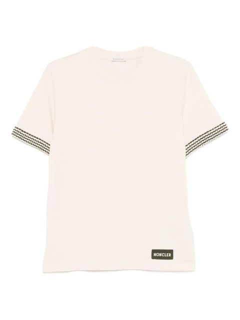 Moncler patterned-sleeve T-shirt - Neutrals - zdjęcie produktu nr 1