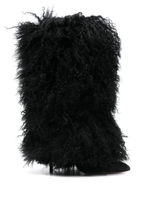 Paris Texas 105mm Furry Stiletto boots - Black - zdjęcie produktu nr 1