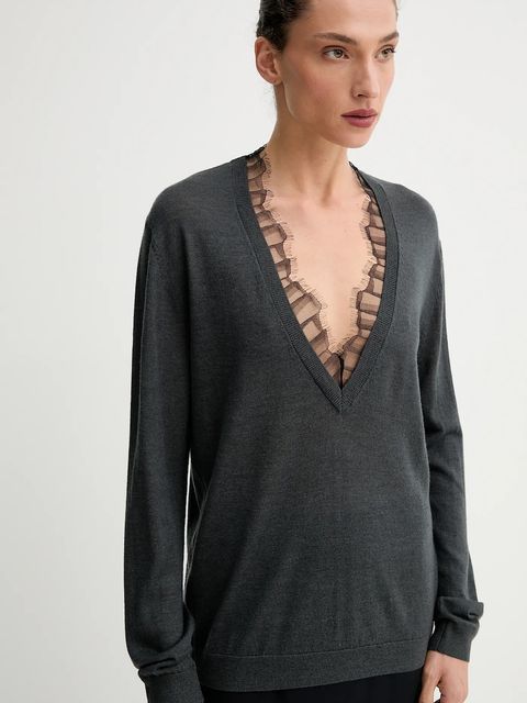 IRO sweter z domieszką wełny damski kolor szary lekki WP12HABY