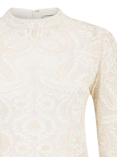 FARM Rio embroidered crew-neck blouse - Neutrals