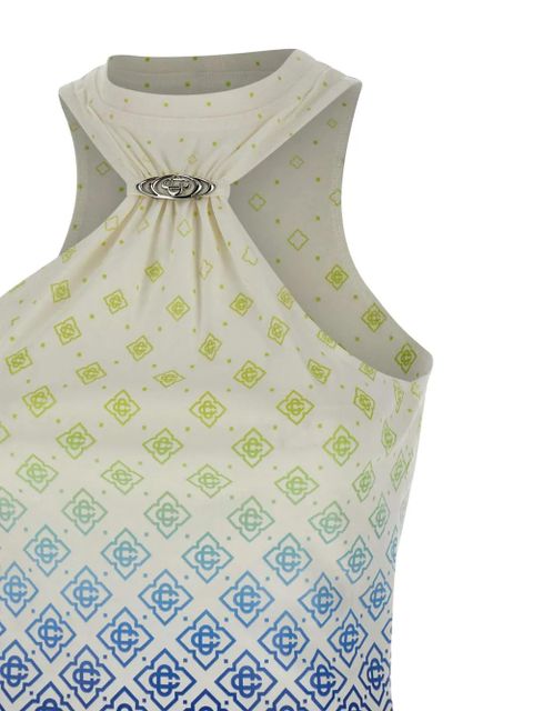 Casablanca Printed Draped monogram draped top - Neutrals