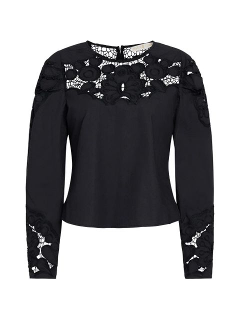 Marie Oliver Dori lace long-sleeve blouse - Black