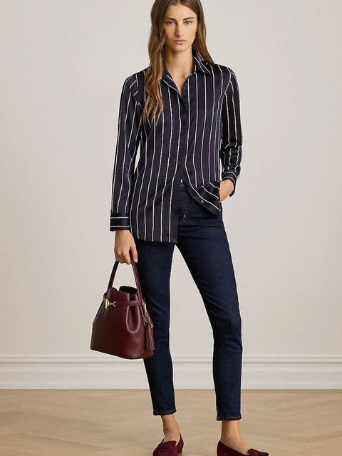 Lauren Ralph Lauren koszula damska kolor granatowy relaxed z kołnierzykiem klasycznym 200P03570