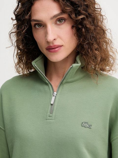 Lacoste bluza bawełniana kolor zielony gładka SH7759