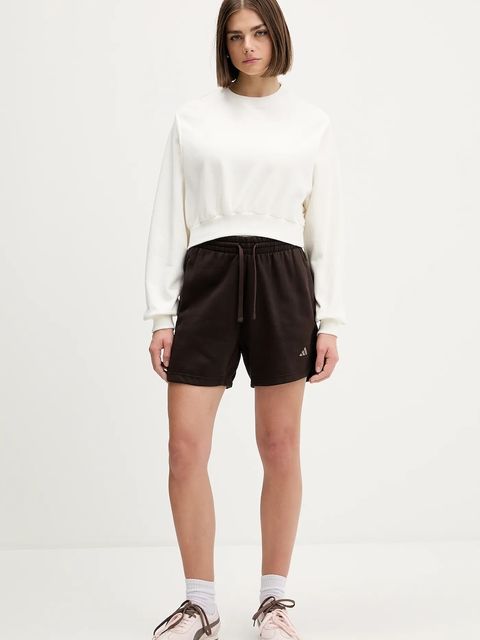 adidas szorty damskie kolor brązowy gładkie high waist KT0886