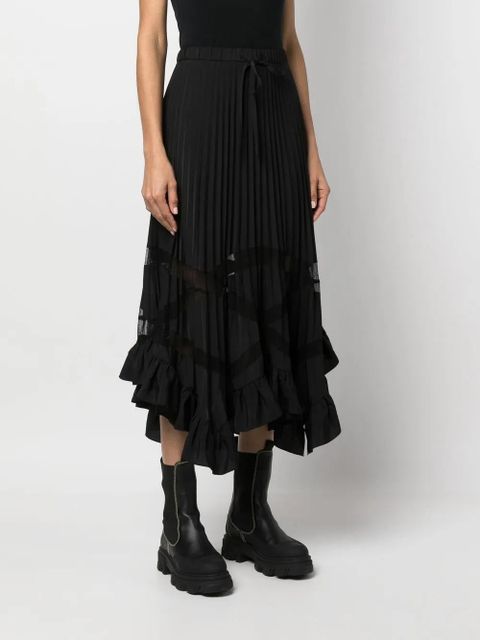 Claudie Pierlot asymmetric hem pleated skirt - Black