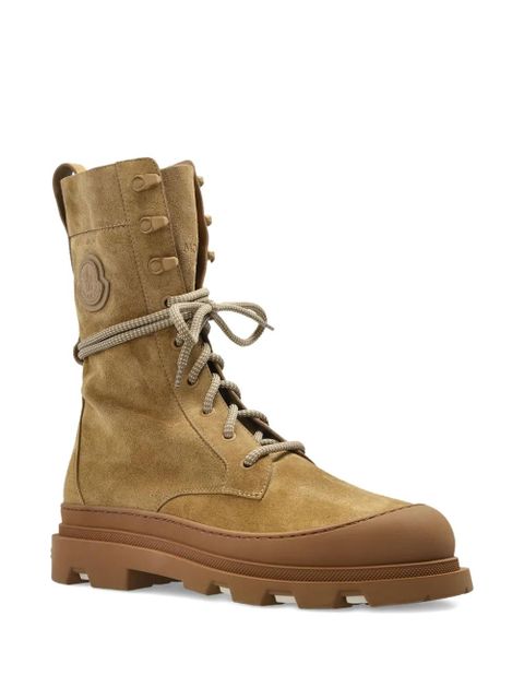 Moncler logo-patch suede boots - Brown
