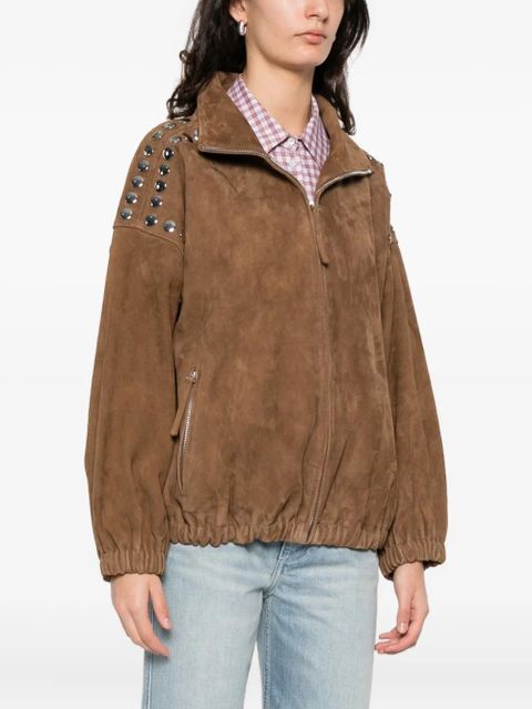 SANDRO studded zip-up jacket - Brown