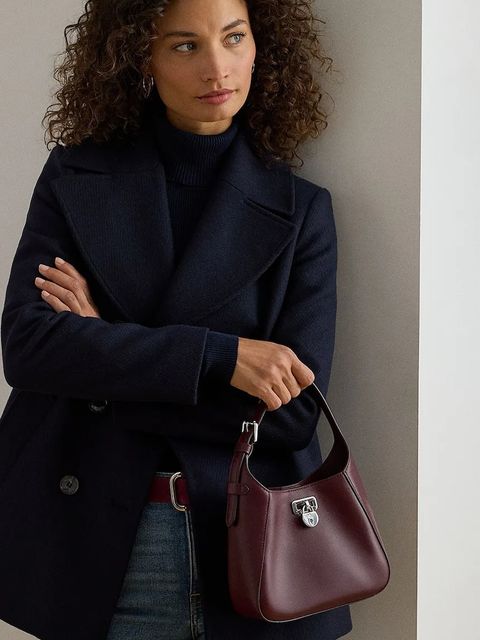 Lauren Ralph Lauren torebka skórzana kolor bordowy 431966750