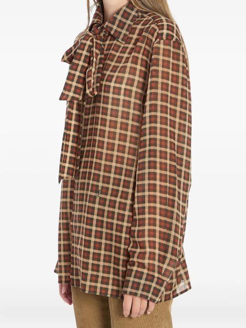 Saint Laurent long-sleeve wool tie-neck shirt - Red