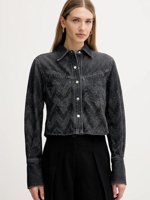 BOSS Orange koszula jeansowa damska kolor szary regular z kołnierzykiem klasycznym 50548445 - zdjęcie produktu nr 1