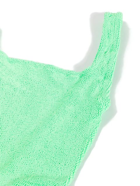Hunza G crinkled-effect open-back swimsuit - Green