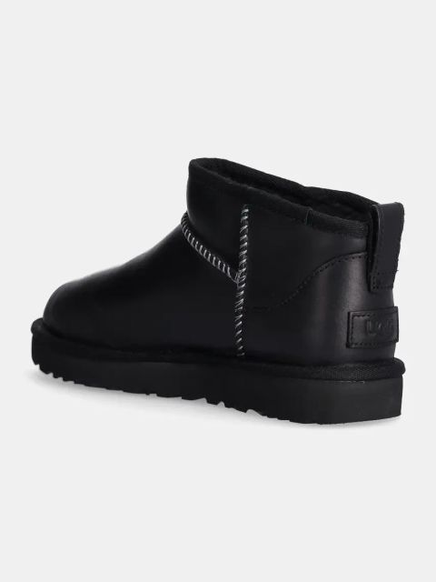 UGG śniegowce skórzane Classic Ultra Mini Lthr Regen kolor czarny 1163490-BLK