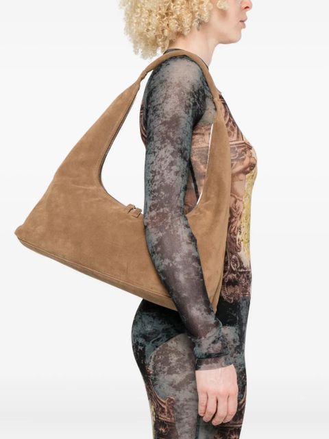 Marge Sherwood medium debossed-logo suede shoulder bag - Brown