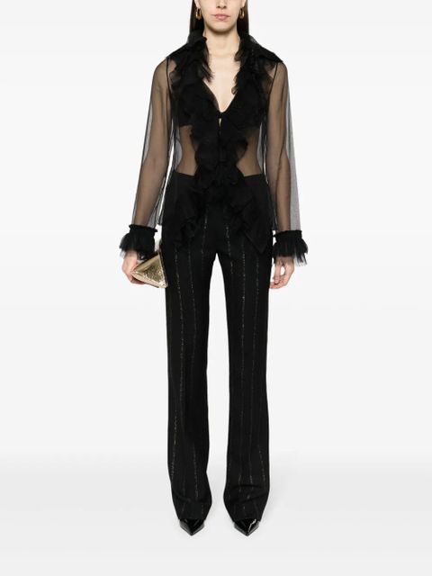 Alessandra Rich Lurex pinstriped trousers - Black