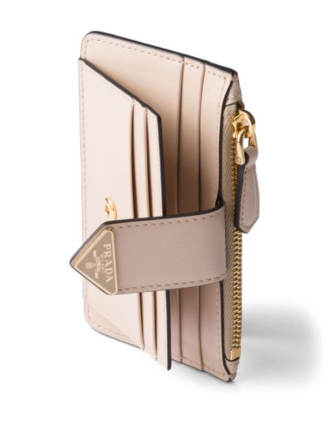 Prada triangle-logo leather cardholder - Neutrals