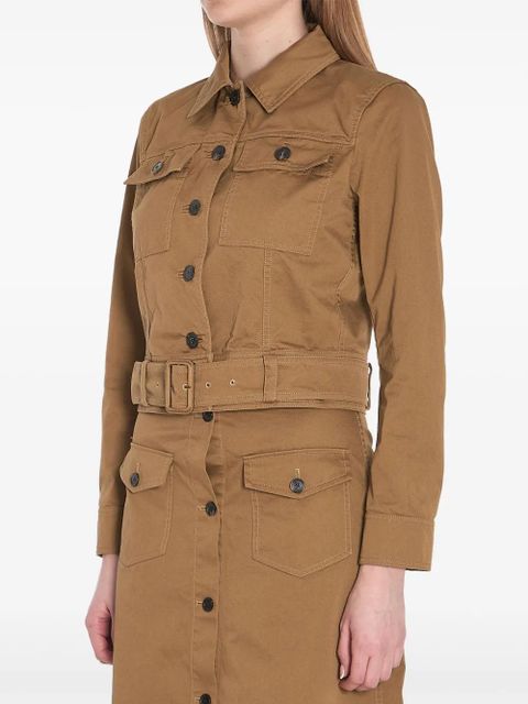 Saint Laurent cropped twill jacket - Brown
