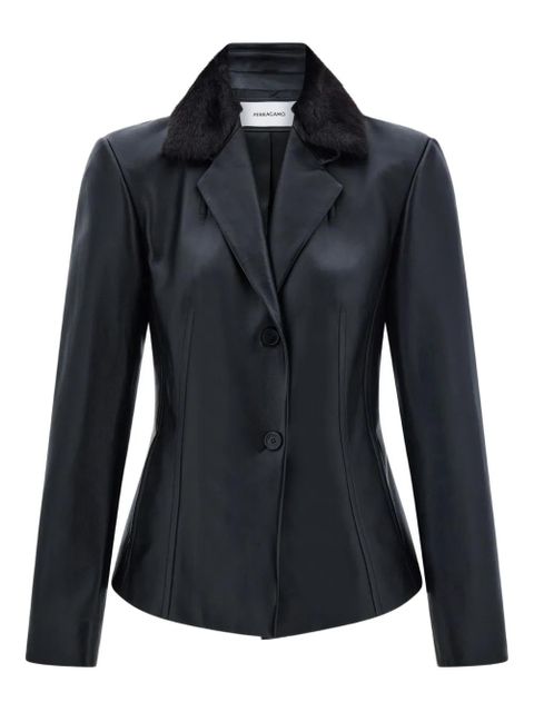 Ferragamo shearling-collar nappa blazer - Black - zdjęcie produktu nr 1