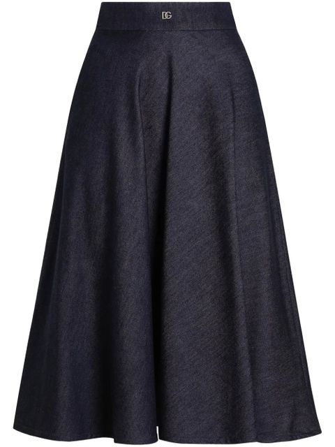 Dolce & Gabbana logo-plaque midi skirt - Blue - zdjęcie produktu nr 1