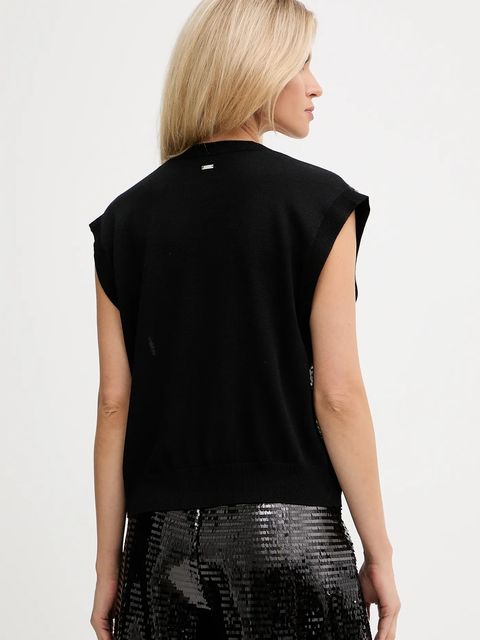 Armani Exchange kamizelka z domieszką wełny damski kolor czarny lekki XW001325 AF16682