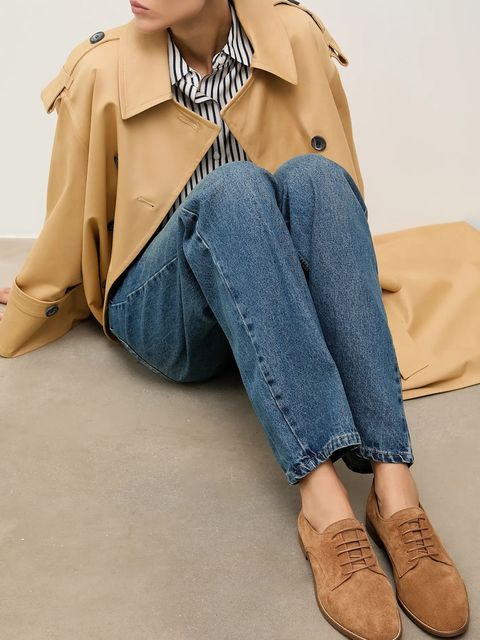 Answear.LAB półbuty zamszowe damskie kolor brązowy na płaskim obcasie - zdjęcie produktu nr 1