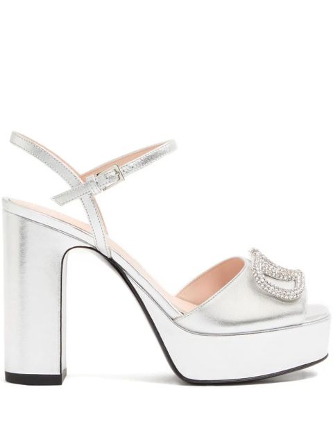 Valentino Garavani 115mm Vlogo Signature platform sandals - Silver - zdjęcie produktu nr 1