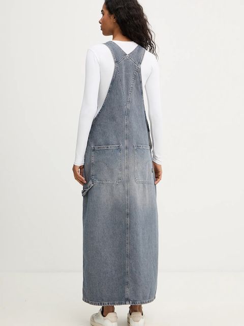 G-Star sukienka jeansowa Carpenter Dungaree kolor niebieski maxi prosta D27931-D943