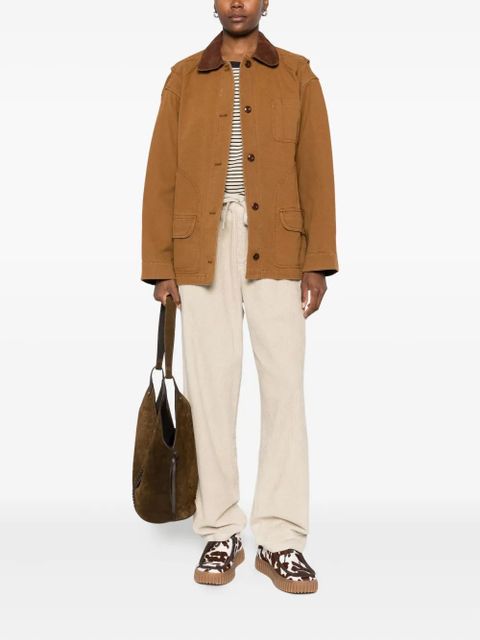 DÔEN Pascual contrast-collar patch-pocket jacket - Brown