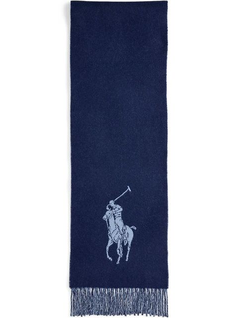 Polo Ralph Lauren szalik wełniany kolor granatowy gładki 455954331 - zdjęcie produktu nr 1