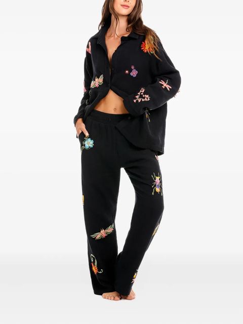 Agua By Agua Bendita Keishi floral-embroidered shirt - Black