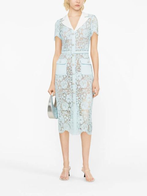 Self-Portrait lace midi shirt dress - Blue - zdjęcie produktu nr 2
