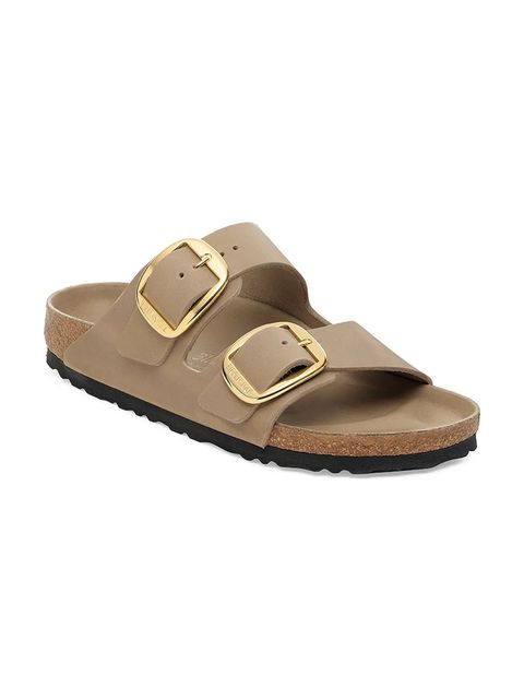 Birkenstock klapki skórzane Boston Big Buckle damskie kolor beżowy 1030395
