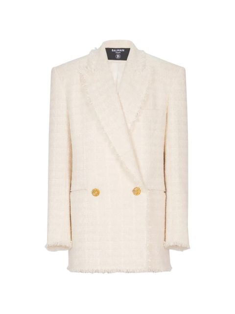 Balmain fringed two-button tweed jacket - Neutrals - zdjęcie produktu nr 1