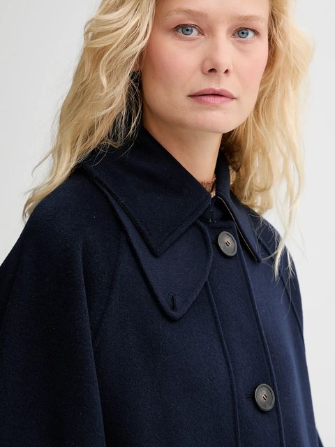 Weekend Max Mara płaszcz z dodatkiem wełny RUFO kolor granatowy 2525496012600