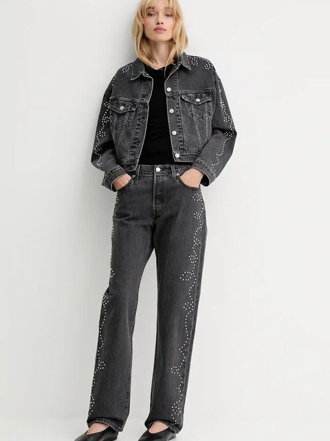 Levi's kurtka jeansowa kolor szary przejściowa oversize A9456