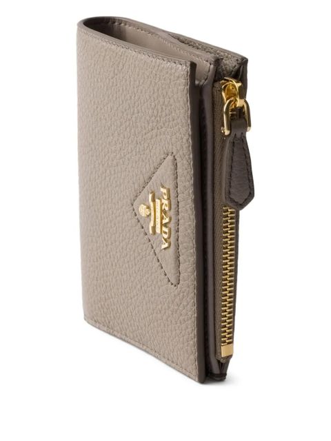Prada small grained-leather wallet - Neutrals