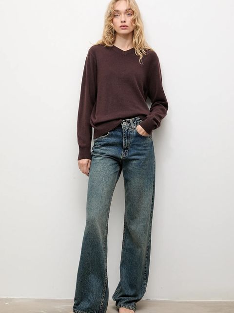 Answear.LAB sweter z wełny merino damski kolor brązowy lekki