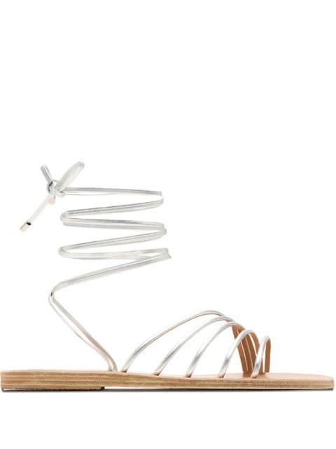 Ancient Greek Sandals Ipoliti leather lace-up flat sandals - Silver - zdjęcie produktu nr 1