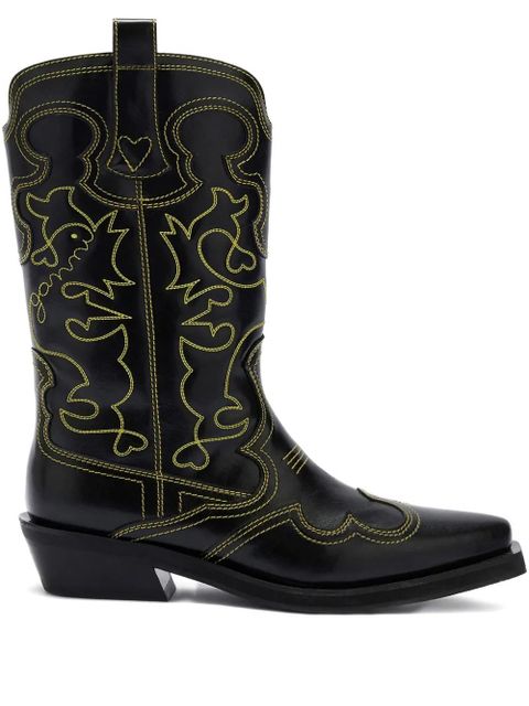 GANNI stitching pointed boots - Black - zdjęcie produktu nr 1