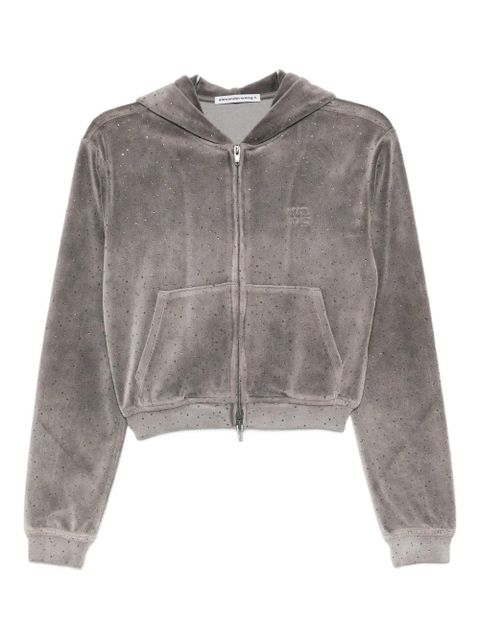 Alexander Wang crystal-embellished zipped hoodie - Grey - zdjęcie produktu nr 1