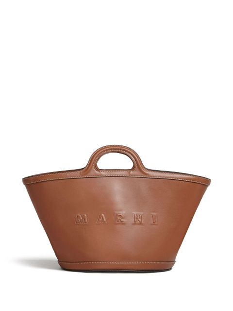 Marni small Tropicalia logo-embossed leather tote bag - Brown - zdjęcie produktu nr 1