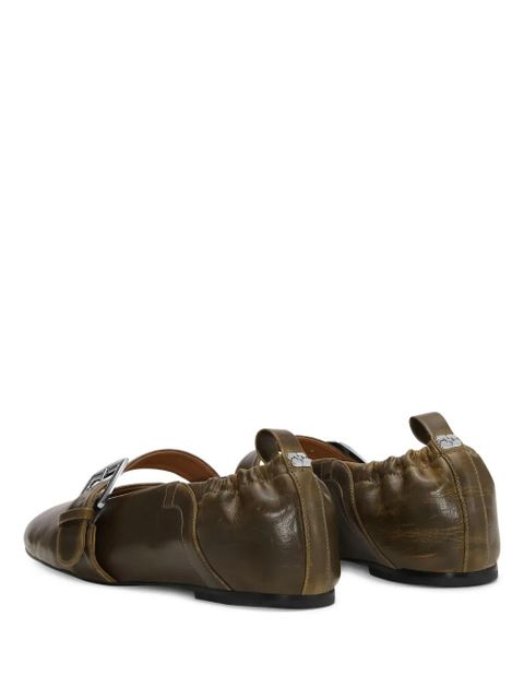 GANNI buckle-embellished ballet flats - Green - zdjęcie produktu nr 2