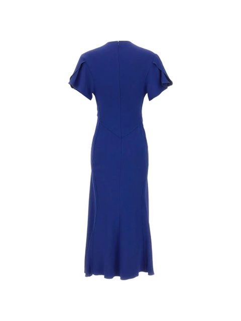 Victoria Beckham Eve v-neck draped midi dress - Blue - zdjęcie produktu nr 2