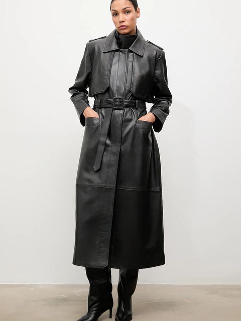 Answear.LAB trencz skórzany kolor czarny - zdjęcie produktu nr 1