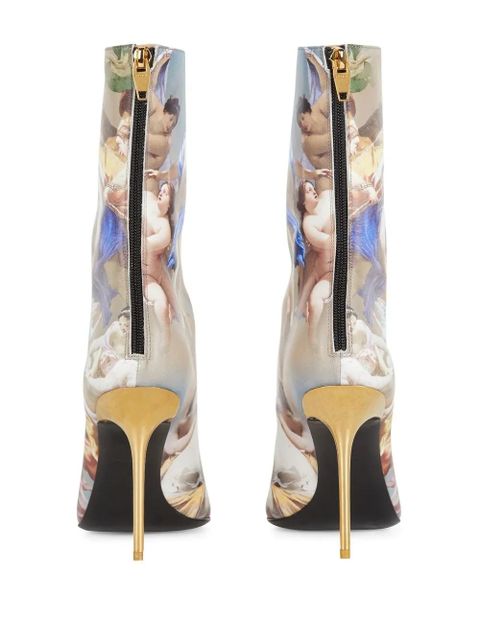 Balmain graphic-print lace-up ankle boots - Neutrals