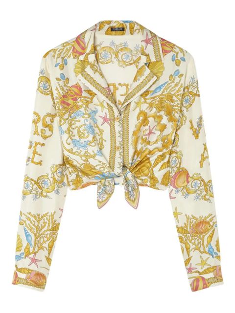 Versace Underwater Barocco knotted cropped shirt - Neutrals - zdjęcie produktu nr 1