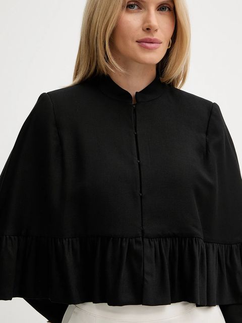 Twinset marynarka z domieszką wełny kolor czarny jednorzędowa gładka 252TS2062