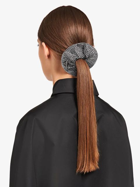 Prada triangle-logo crystal-embellished scrunchie - Black - zdjęcie produktu nr 2